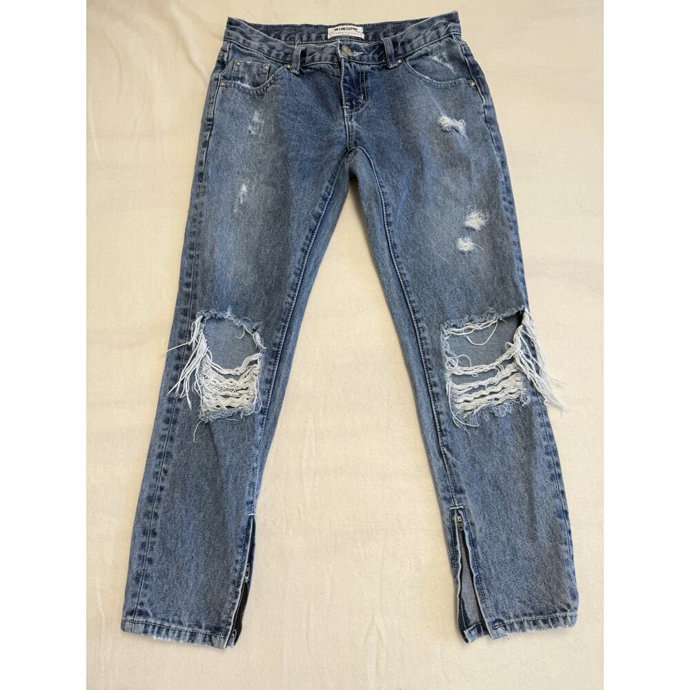 One x One Teaspoon Size 25 Freebirds Jeans Ankle Zippers Ripped Distressed